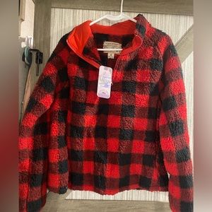 Buffalo plaid fleece pullover